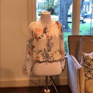 Long Sleeve White Floral Top